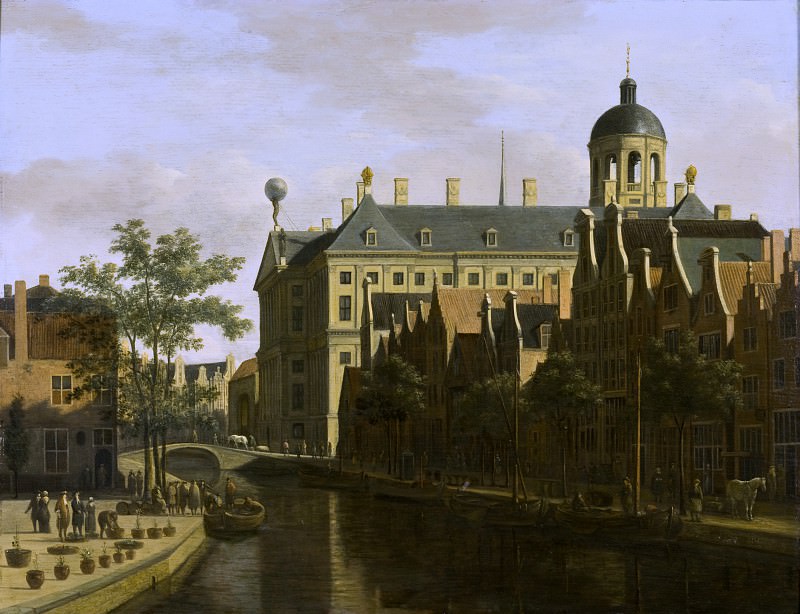 Gerrit Berckheyde – The Nieuwezijds Voorburgwal with the Flower Market in Amsterdam, Los Angeles County Museum of Art (LACMA)