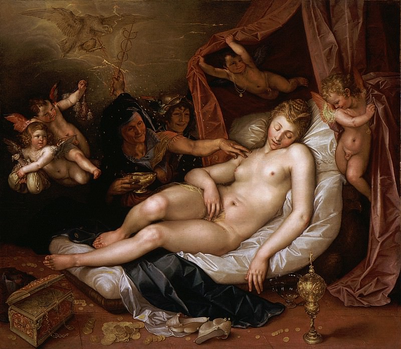 Hendrik Goltzius – The Sleeping Danae Being Prepared to Receive Jupiter, Los Angeles County Museum of Art (LACMA)