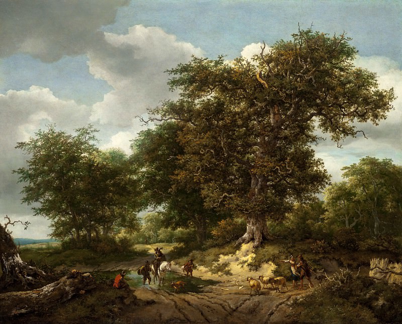 Ruisdael, Jacob van; Berchem, Nicolaes Pietersz – The Great Oak, Los Angeles County Museum of Art (LACMA)