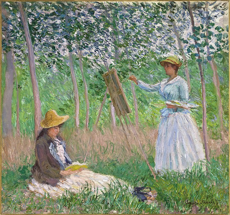 Claude Monet – In the Woods at Giverny: Blanche Hoschede at Her Easel with Suzanne Hoschede Reading, Los Angeles County Museum of Art (LACMA)