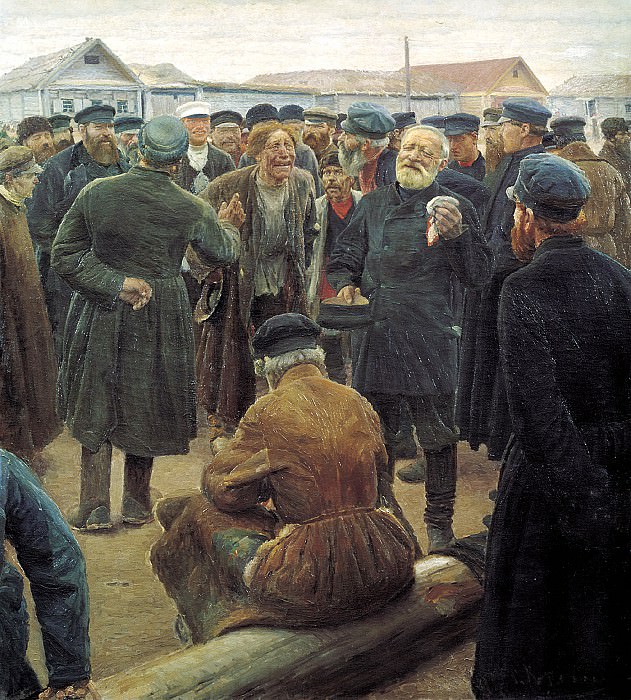 КОРОВИН Сергей – На миру, 900 Картин самых известных русских художников