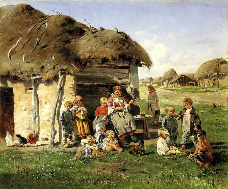МАКОВСКИЙ Владимир – Крестьянские дети, 900 Картин самых известных русских художников