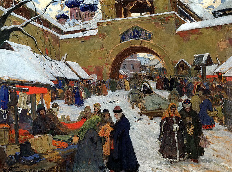 Goryushkin-Sorokopudov Ivan – Market day, 900 Classic russian paintings