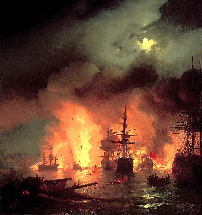Ivan Aivazovsky – The Battle of 25-26 June 1770, 900 Classic russian paintings