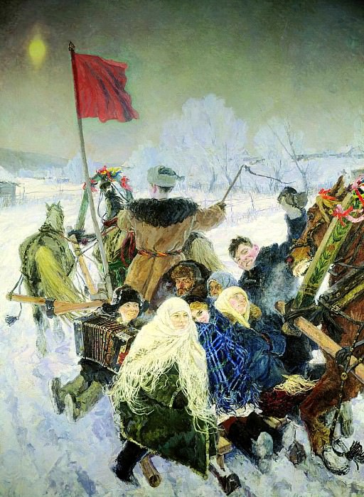 ПЛАСТОВ Аркадий – Едут на выборы, 900 Картин самых известных русских художников