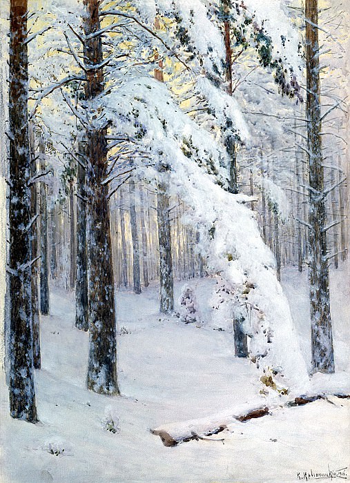 КРЫЖИЦКИЙ Константин – Лес зимой, 900 Картин самых известных русских художников