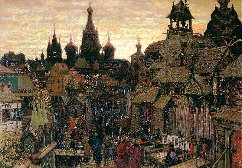 Vasnetsov Apollinary – Old Moscow. Street in China-town in early XVII century, 900 Classic russian paintings
