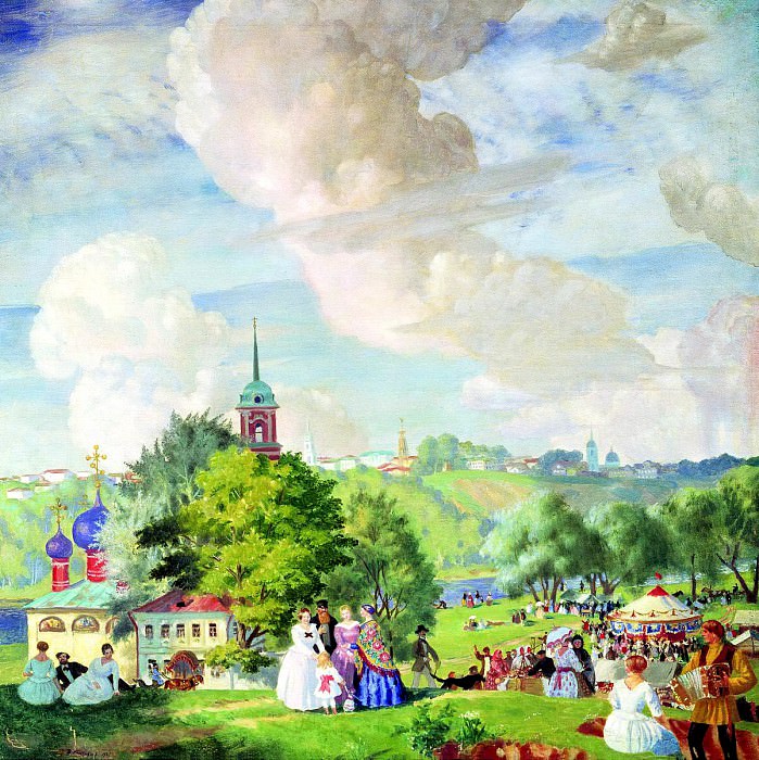 КУСТОДИЕВ Борис – Летний пейзаж, 900 Картин самых известных русских художников