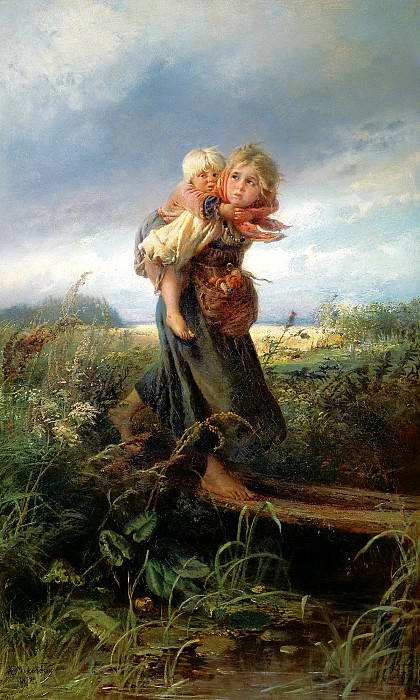 МАКОВСКИЙ Константин – Дети, бегущие от грозы, 900 Картин самых известных русских художников