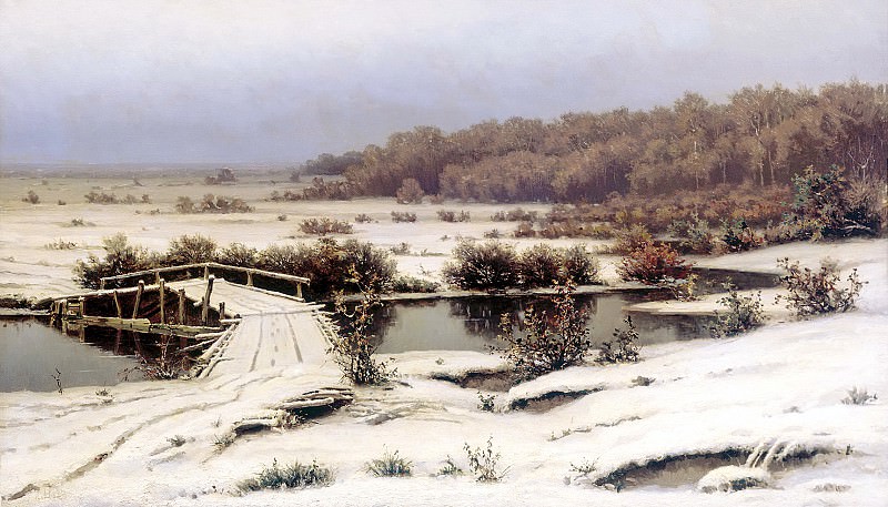 VOLKOV Yefim – First Snow, 900 Classic russian paintings