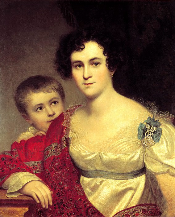 Kiprensky Orestes – Portrait Avdotya Ivanovna Molchanova with her daughter Elizabeth. 1814, 900 Classic russian paintings