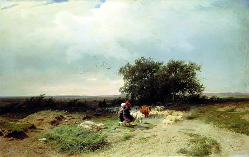 Fedor Vasiliev – Return of the herd, 900 Classic russian paintings