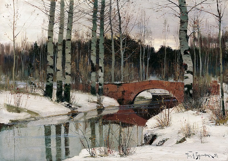 Richard Bergholz – Thaw in Gatchina, 900 Classic russian paintings