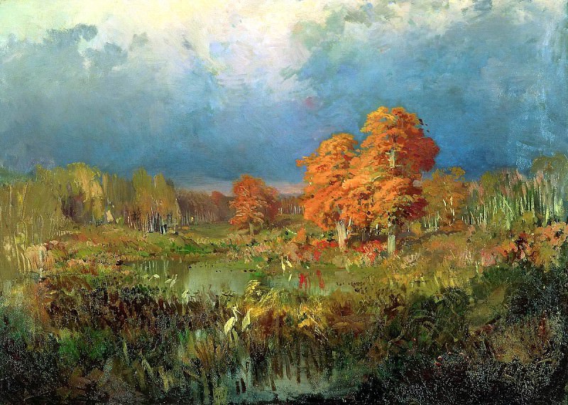 ВАСИЛЬЕВ Фёдор – Болото в лесу. Осень, 900 Картин самых известных русских художников