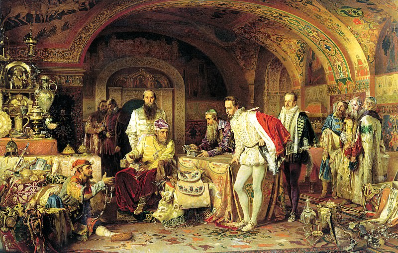Lytovchenko Alexander – Ivan the Terrible shows the treasures of the British Ambassador Horsey, 900 Classic russian paintings
