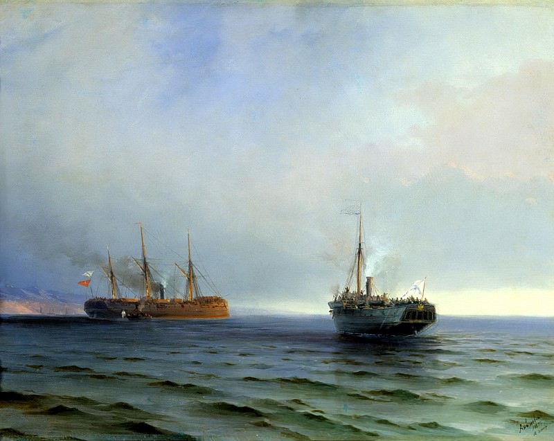 Ivan Aivazovsky – The seizure of ship Russia of the Turkish military traffic, Messina in the Black Sea on Dec. 13, 1877, 900 Classic russian paintings