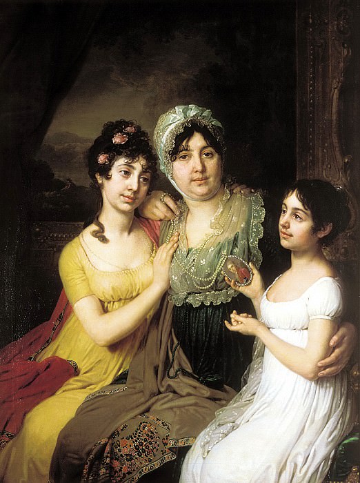 Borovikovsky Vladimir – Portrait of Countess Anna Ivanovna Bezborodko with their daughters with love and Cleopatra, 900 Classic russian paintings