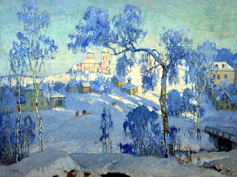 Gorbatov Constantine – Winter landscape with church. 1925, 900 Classic russian paintings