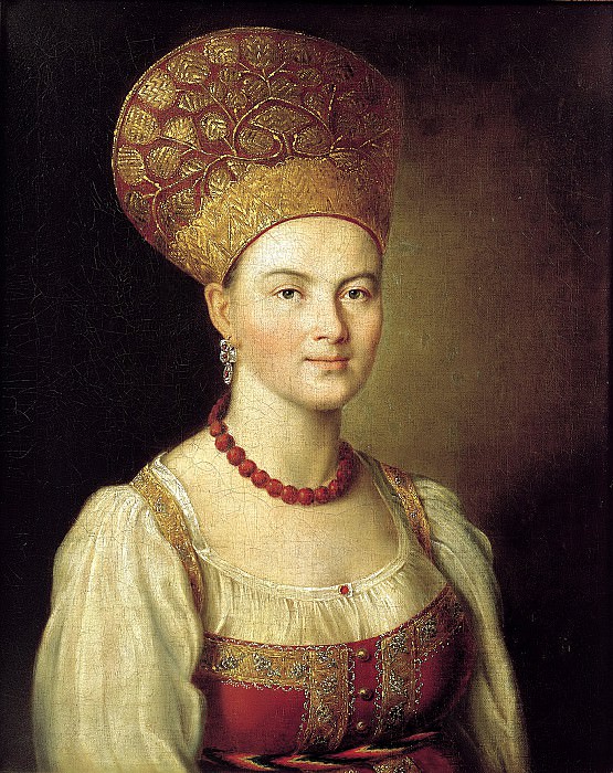 Argun Ivan – Portrait of an unknown peasant woman in Russian costume, 900 Classic russian paintings