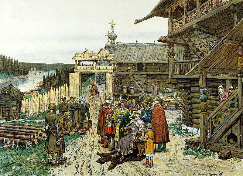 Vasnetsov Apollinary – The yard of the local prince, 900 Classic russian paintings
