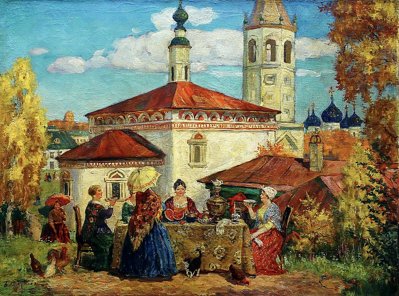 КУСТОДИЕВ Борис – В старом Суздале, 900 Картин самых известных русских художников
