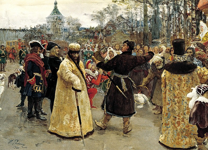РЕПИН Илья – Приезд царей Иоанна и Петра, 900 Картин самых известных русских художников