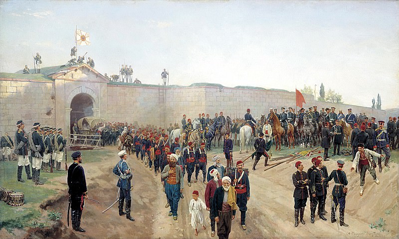 Nikolai Dmitriev-Orenburgsky – Delivery of the fortress of Nikopol July 4, 1877, 900 Classic russian paintings