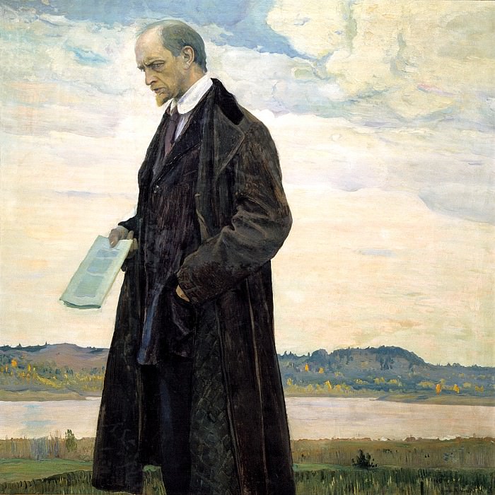 Nesterov Mikhail – Thinker. Portrait of Ivan Aleksandrovich Ilin, 900 Classic russian paintings