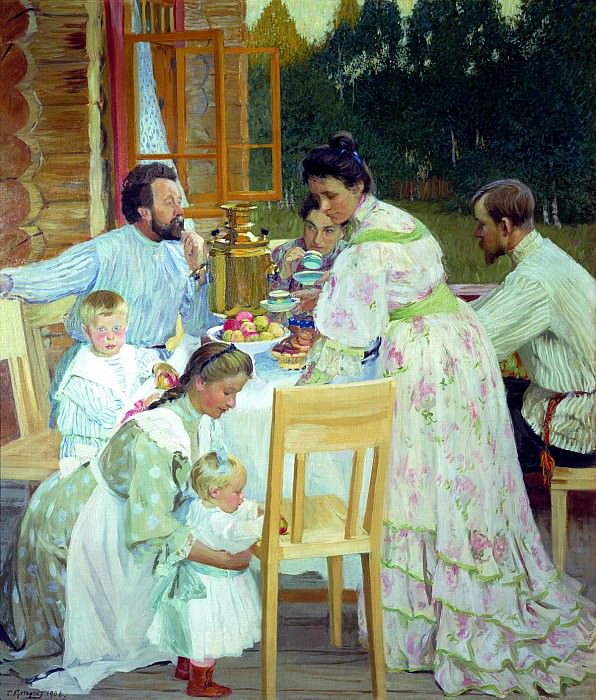 Kustodiyev Boris – On the terrace, 900 Classic russian paintings