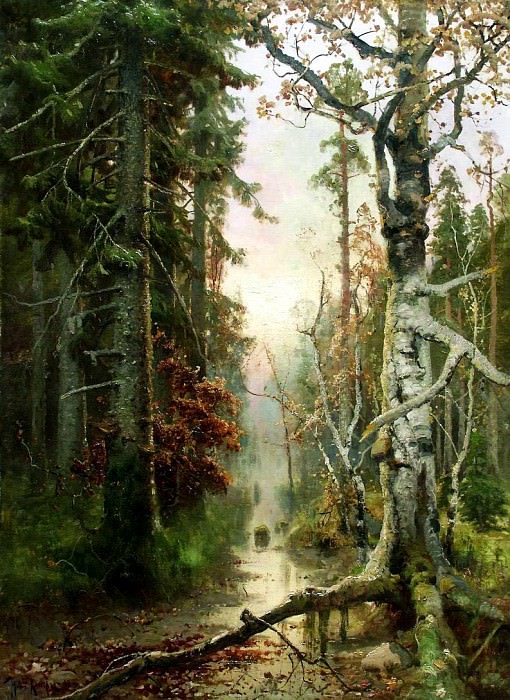 КЛЕВЕР Юлий – Осень в лесу, 900 Картин самых известных русских художников