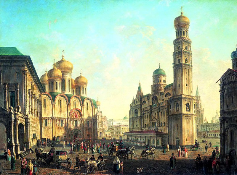 Fedor Alekseev – Cathedral Square in the Moscow Kremlin, 900 Classic russian paintings