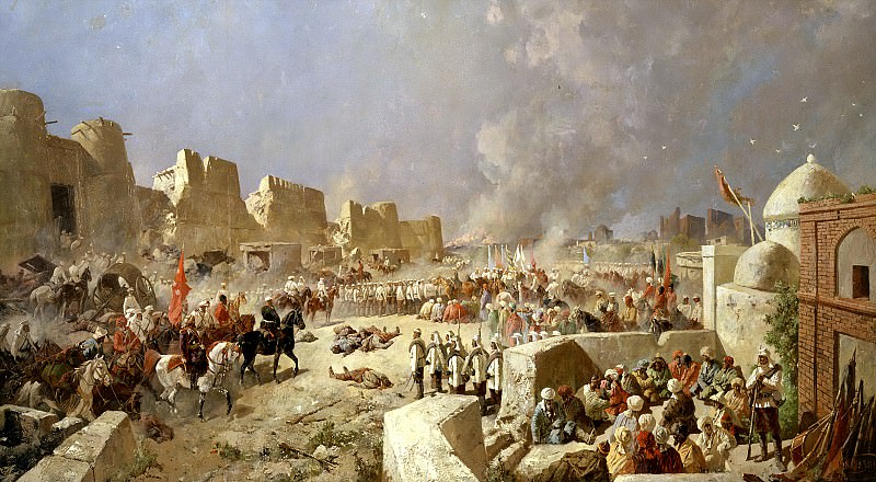 КАРАЗИН Николай – Вступление русских войск в Самарканд 8 июня 1868 года, 900 Картин самых известных русских художников