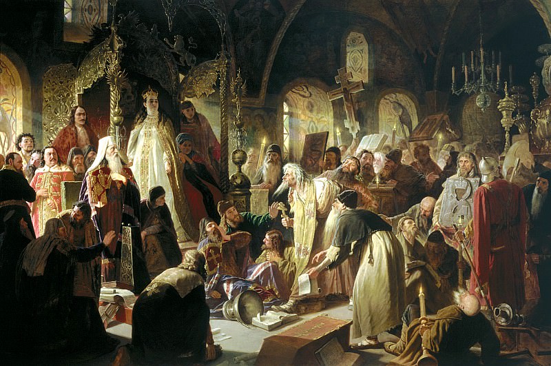 Perov Vasily – The debate about faith, 900 Classic russian paintings