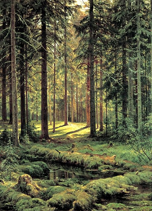 Shishkin Ivan – Coniferous Forest. Sunny Day, 900 Classic russian paintings