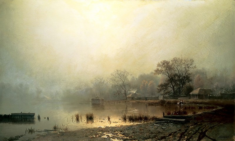 Brick Leo – Fog. Red Pond in Moscow in the autumn, 900 Classic russian paintings