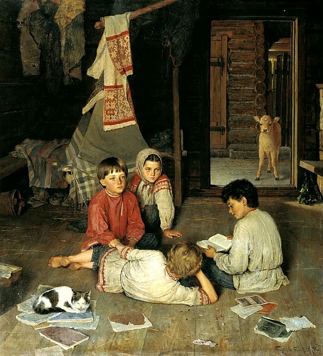 Bogdanov-Belsky Nikolai – New Tale, 900 Classic russian paintings