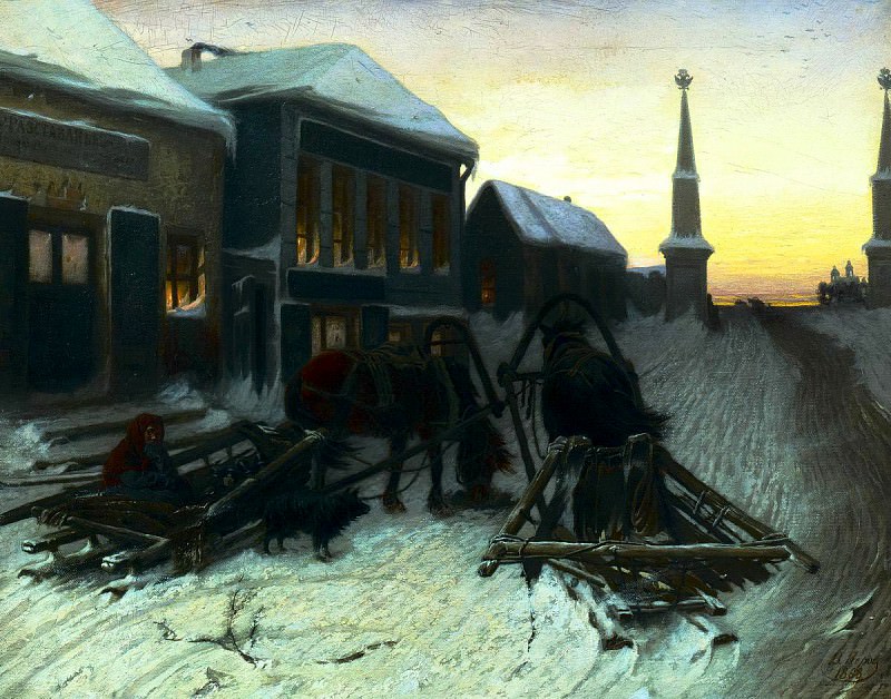 Perov Vasily – Last Tavern at Town Gate, 900 Classic russian paintings