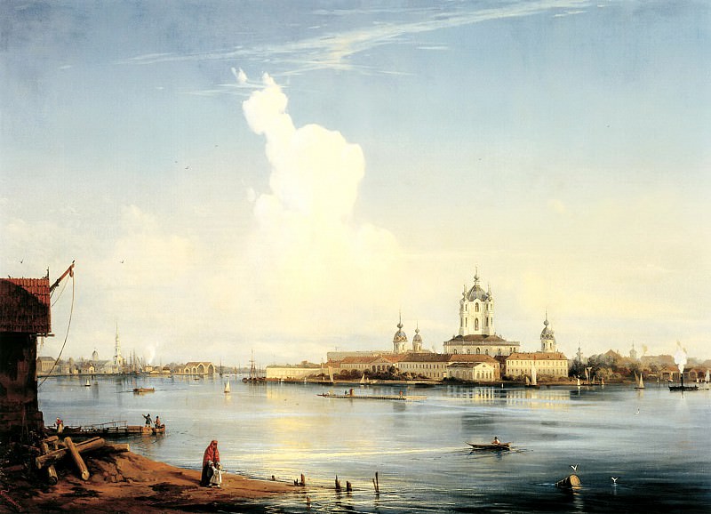 Bogolyubov Alexey – View of the Smolny Convent from the Great Ohta, 900 Classic russian paintings