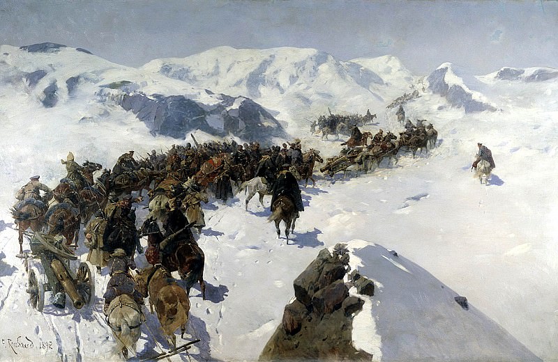 Franz Roubaud – Transition prince Argutinsky through the Caucasus range, 900 Classic russian paintings