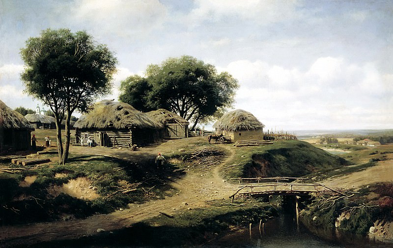 Klodt Mikhail – The village in the province of Orel. 1864, 900 Classic russian paintings