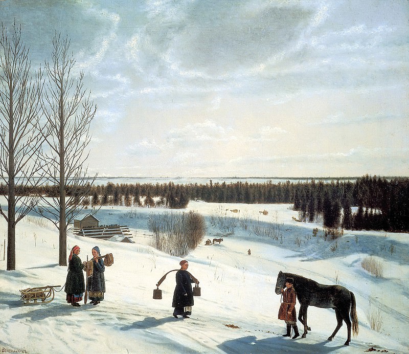 KRYLOV Nicephorus – Winter landscape. Russian winter, 900 Classic russian paintings