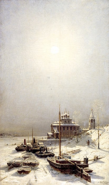 Bogolyubov Alexey – Winter in Borisoglebsk, 900 Classic russian paintings