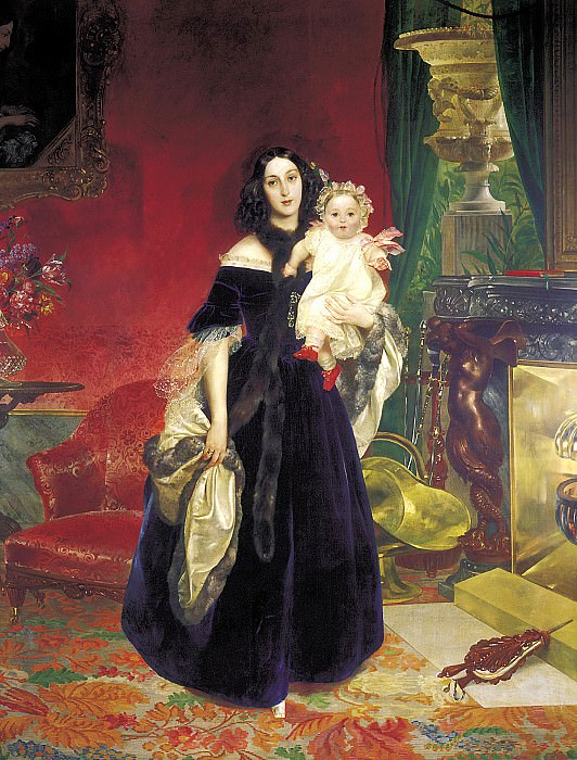 BRYULLOV Karl – Portrait of Maria Arkadyevna Beck and his daughter. 1840, 900 Classic russian paintings
