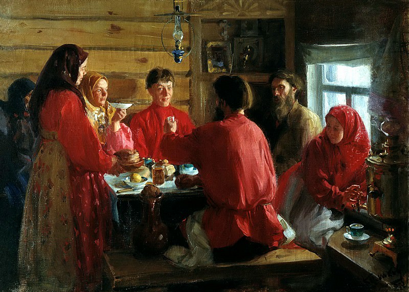 КУЛИКОВ Иван – В крестьянской избе, 900 Картин самых известных русских художников