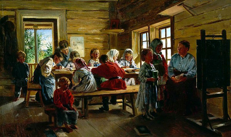 Makovsky Vladimir – The rural school, 900 Classic russian paintings
