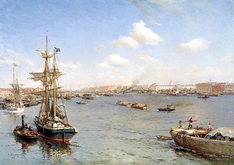 Beggrov Alexander – St. Petersburg. View of the Neva, 900 Classic russian paintings