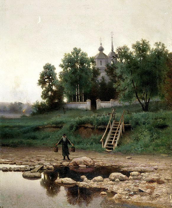 ВОЛКОВ Ефим – У монастыря, 900 Картин самых известных русских художников