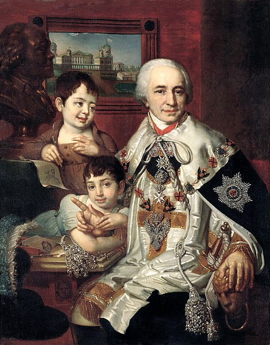 Borovikovsky Vladimir – Portrait of Count Grigory Grigorievich Kusheleva with children, 900 Classic russian paintings