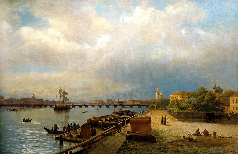 Lagorio Lev – View of the Neva River and the Peter and Paul Fortress, 900 Classic russian paintings