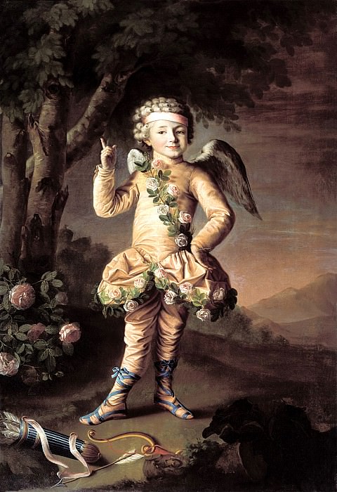 Argun Nikolai – Portrait of Ivan Yakimov dressed as Cupid, 900 Classic russian paintings